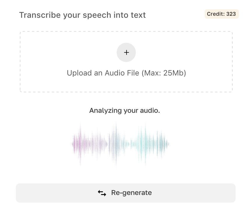 Ladda upp, analysera, generera.